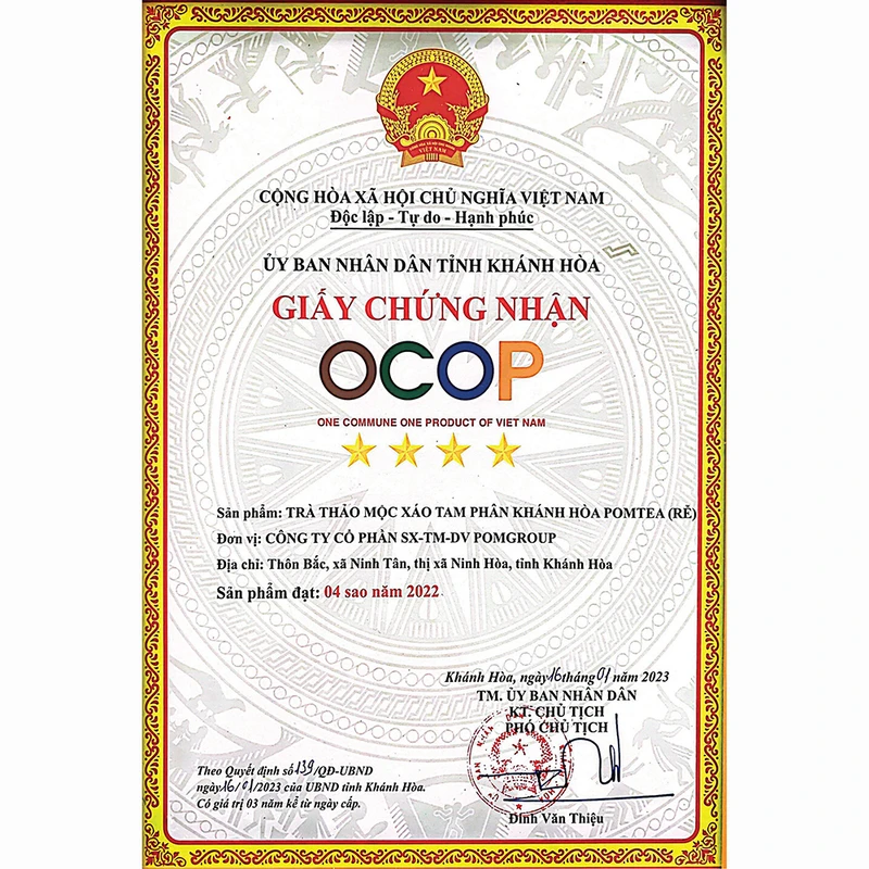 Giấy chứng nhận xáo tam phân