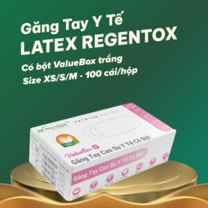 Găng tay Y tế Latex Regentox có bột ValueBox trắng (100 cái/hộp)