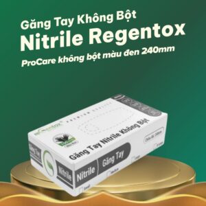 Găng tay Y tế Nitrile Regentox ProCare không bột 240mm đen (100 cái/hộp)