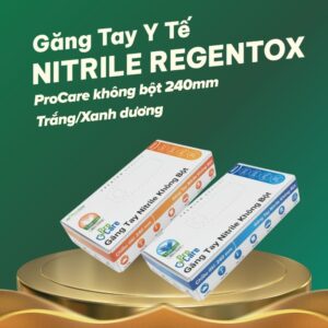Găng tay Y tế Nitrile Regentox ProCare không bột 240mm trắng/xanh dương (100 cái/hộp)