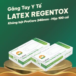 Găng tay Y tế Latex Regentox không bột ProCare 240mm (100 cái/hộp)