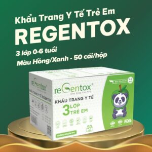 Khẩu trang y tế TRẺ EM Regentox 3 lớp 0-6 tuổi 12.5 (50 cái/hộp)