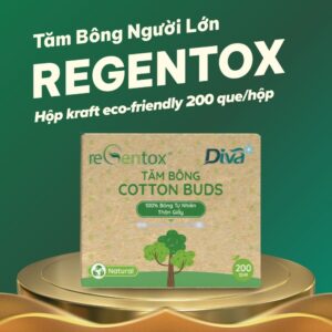 Tăm bông người lớn Regentox que giấy hộp kraft eco-friendly (200 que/hộp)