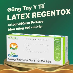 Găng tay Y tế Latex Regentox có bột 240mm ProCare trắng (100 cái/hộp)