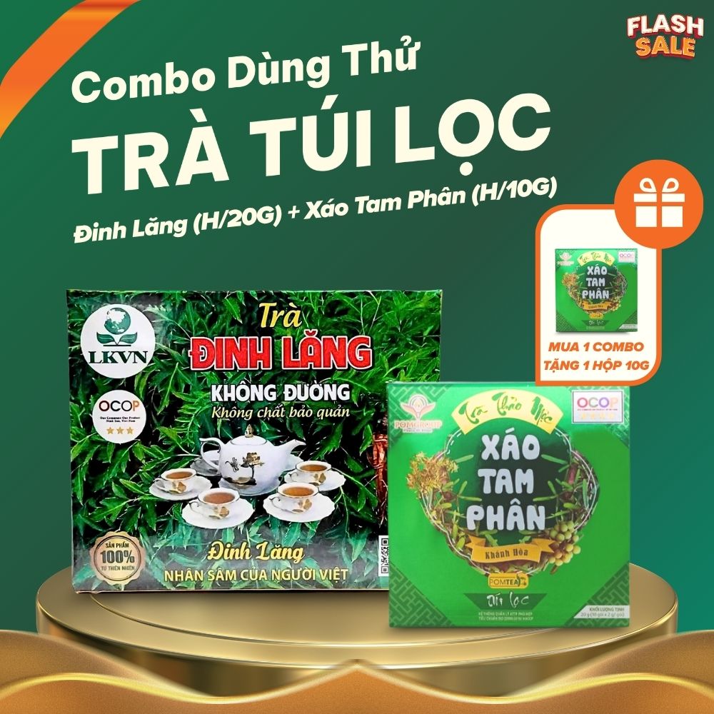 [Mua 1 Combo Tặng 1 Hộp] Combo Dùng Thử Trà Túi Lọc Đinh Lăng Và Xáo Tam Phân